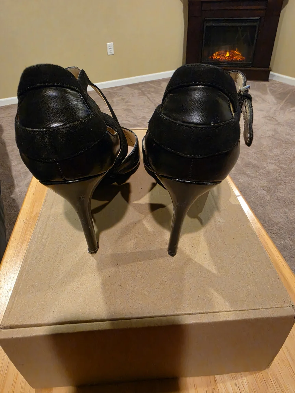 Nine West Black Pointed-Toe Cross-Strap Heels